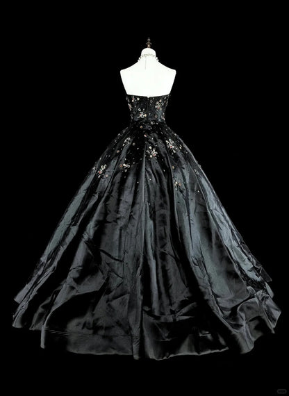 Robes de bal modestes Robe de bal bustier en tulle noir Robe de 16e anniversaire Tenues de soirée formelles N3517