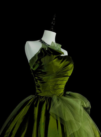 Robe de bal vintage bustier cœur en tulle vert olive, robe de quinceañera longue taille 15, Vestidos De Fiesta N1464