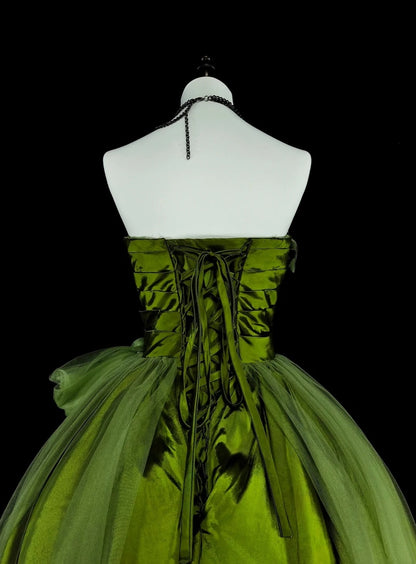Robe de bal vintage bustier cœur en tulle vert olive, robe de quinceañera longue taille 15, Vestidos De Fiesta N1464