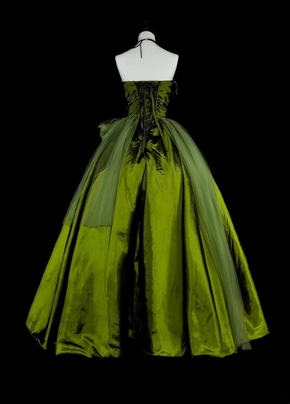 Robe de bal vintage bustier cœur en tulle vert olive, robe de quinceañera longue taille 15, Vestidos De Fiesta N1464