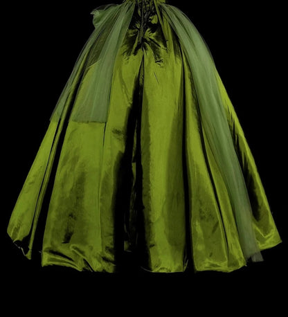 Robe de bal vintage bustier cœur en tulle vert olive, robe de quinceañera longue taille 15, Vestidos De Fiesta N1464