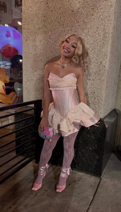 Robe de bal sexy en dentelle rose pour jeunes filles noires, courte pour soirées et dîners, robes d'anniversaire pour les 15 ans, astuces mode, robe de cocktail RB3649
