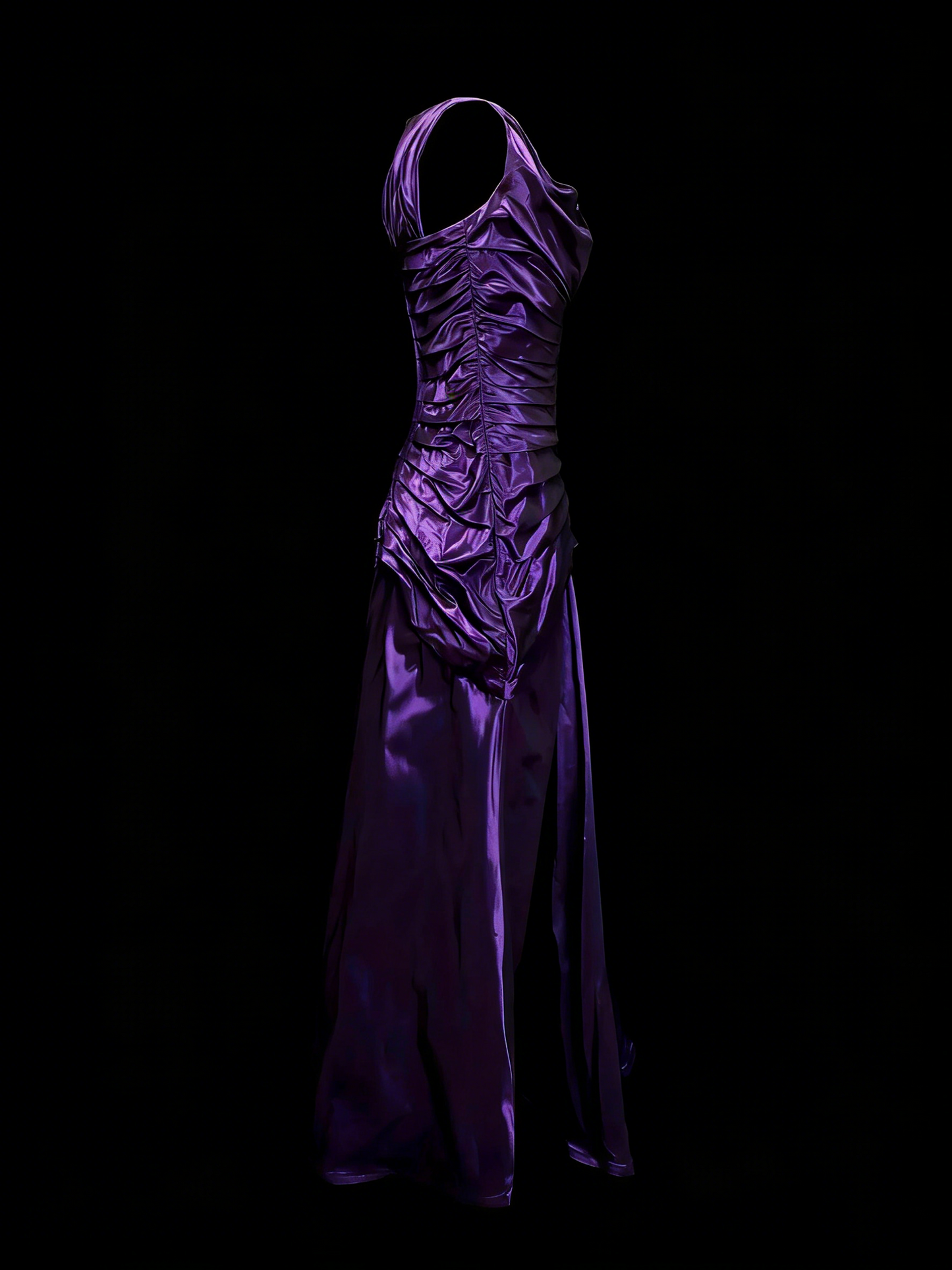 Robes de bal vintage esthétiques Années 60 Rétro Violet Sirène Plissée Longue Robe de soirée N2139