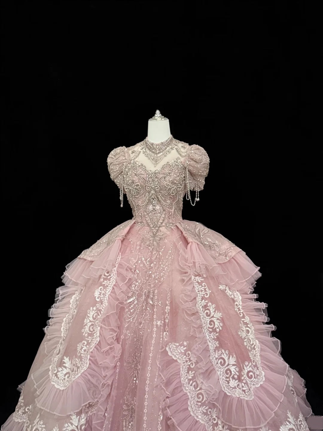 Langes Ballkleid für Sweet 16, herzförmiger Ausschnitt, Pink mit Spitzenapplikationen, Kleid zum 16. Geburtstag RC0320