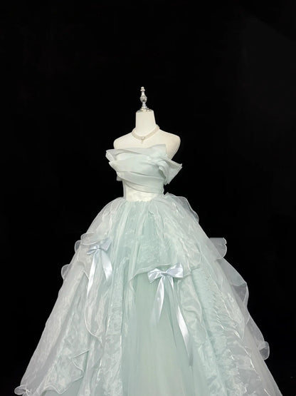 Sweet 16 Dresses Long Ball Gown Sweet Sixteen Long Birthday Dress Strapless Sage Green Formal Gown RC0365