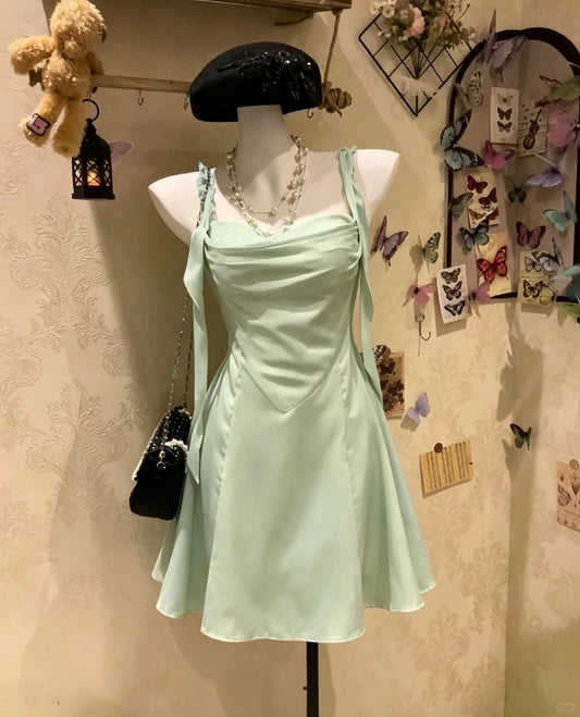 Cute A Line Square Neck Sage Green Mini Short Cocktail Gown Homecoming Dresses Ideas Hoco Outfits RB4890