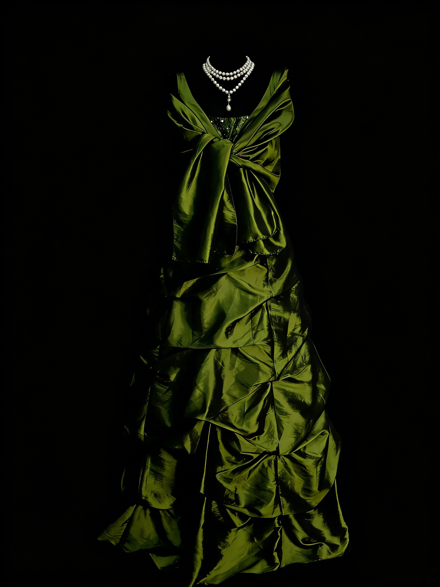 Robe de bal vintage esthétique années 60 style rétro col en V vert olive longue robe de soirée N2133