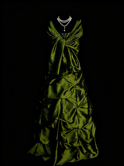 Robe de bal vintage esthétique années 60 style rétro col en V vert olive longue robe de soirée N2133