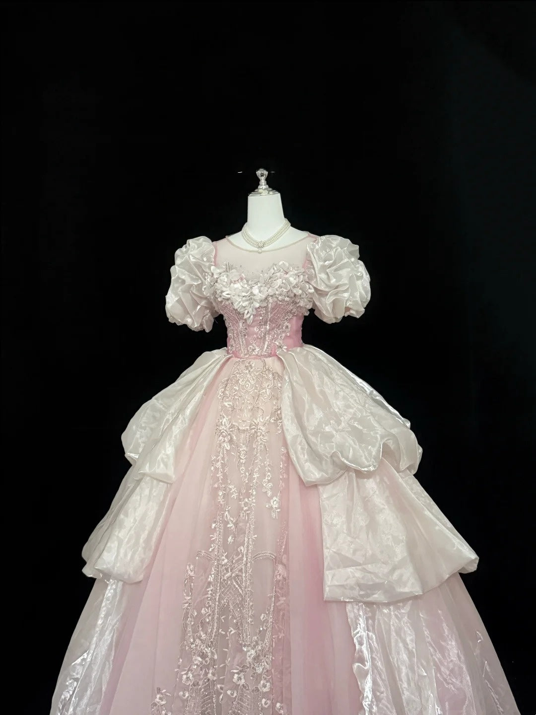 Sweet 16 Dresses Long Ball Gown Scoop Neck Pink With Sequin Lace Sweet Sixteen Birthday Gown RC0298