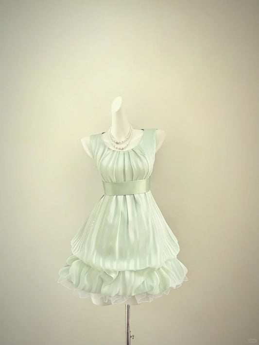 Unique Ball Gown Sage Green Satin Freshman Short Graduation Dresses Inspo Senior Homecoming Outfits RB4778