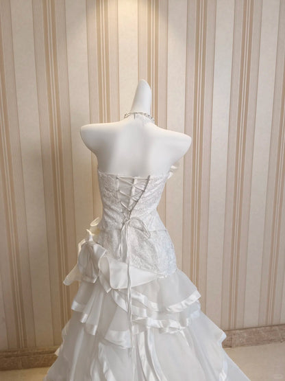 Chic Wedding Dresses Mermaid Strapless Neck Garden Vintage Wedding Dress N4486