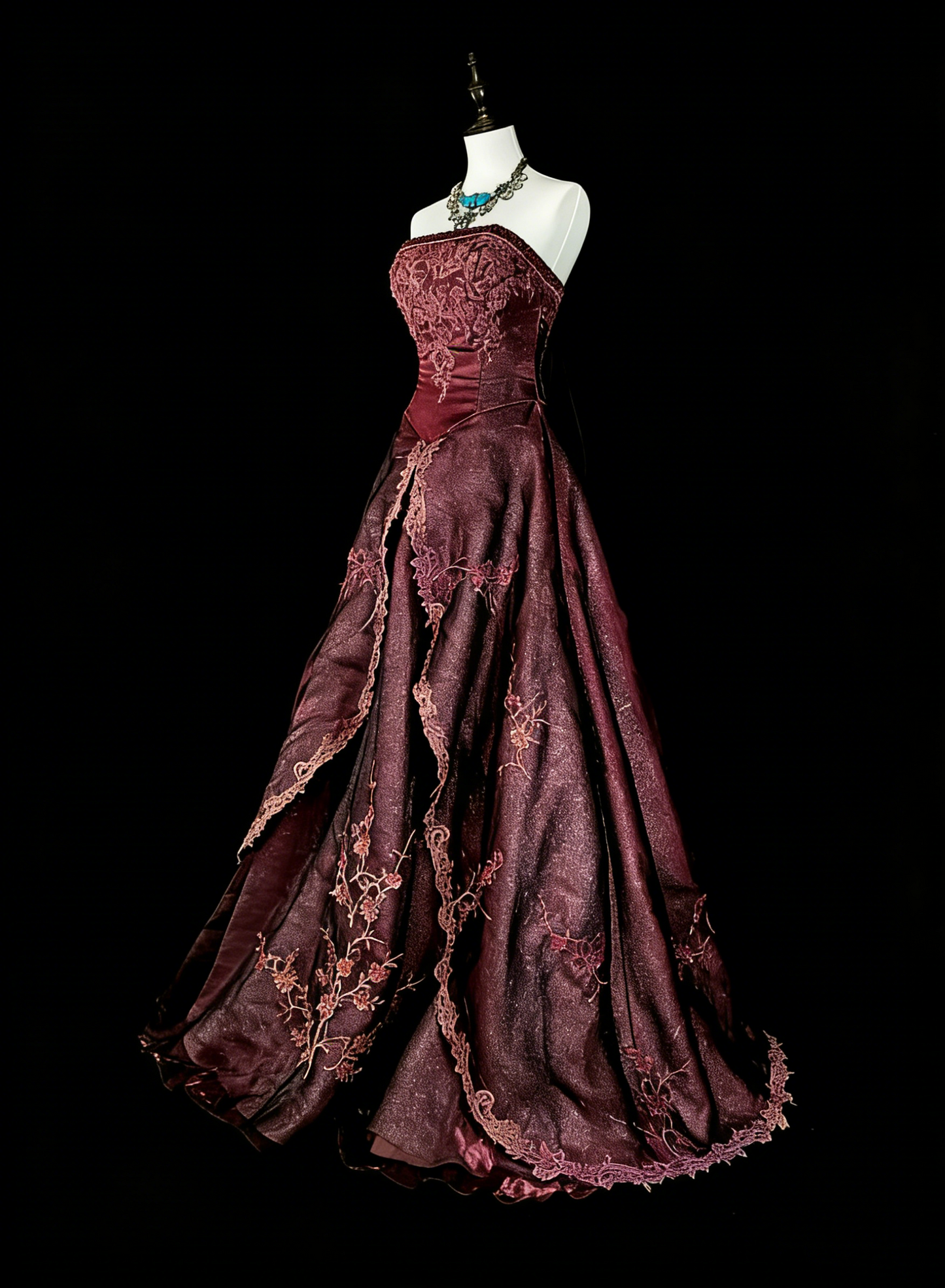 Vintage-Abendkleider im Stil der 1950er Jahre: Elegantes, trägerloses, langes, braunes Ballkleid – Inspiration für formelle Anlässe (N1994)