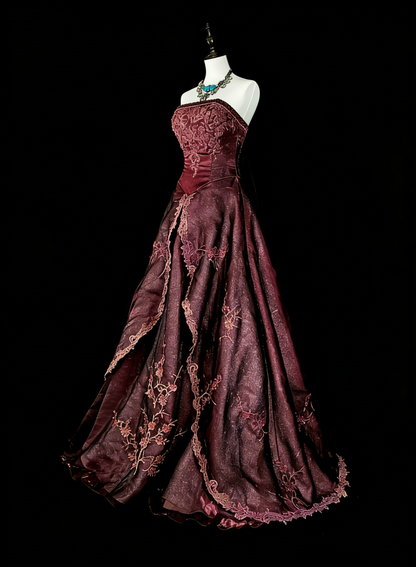 Vintage-Abendkleider im Stil der 1950er Jahre: Elegantes, trägerloses, langes, braunes Ballkleid – Inspiration für formelle Anlässe (N1994)