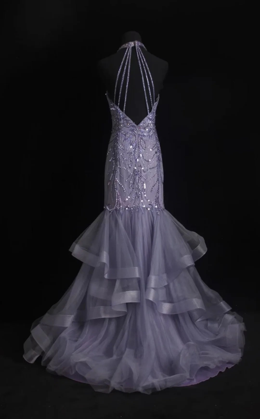 Vintage Prom Dresses 1960s Mermaid High Neck Purple Tulle Floor Length Sleeveless Evening Formal Outfits RB4931