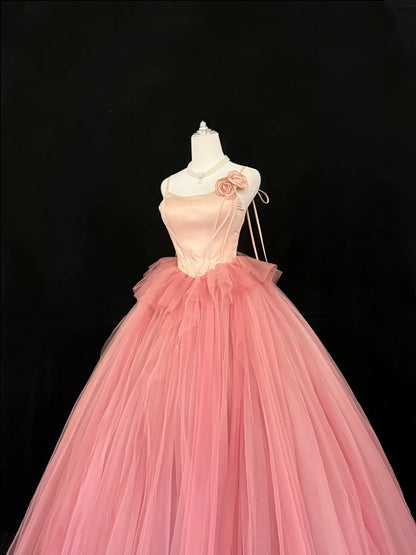 Sweet 16 Kleid langes Ballkleid Sweet Sixteen langes Geburtstagskleid Spaghettiträger Tüll Festliches Kleid RC0268