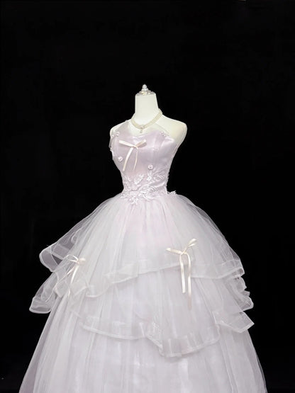 Sweet 16 Dresses Long Ball Gown Sweet Sixteen Long Birthday Dress Strapless Light Lilac Tulle Formal Gown RC0310