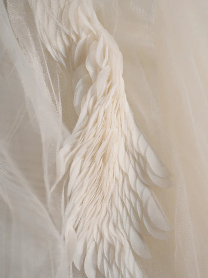 Robe de bal sobre en tulle blanc, décolleté cœur, longue robe de mariée féérique d'automne N675