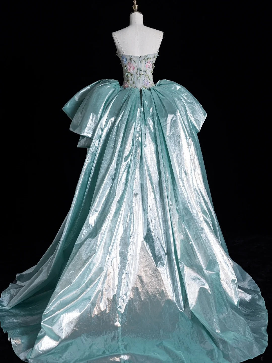 Schlichtes, ärmelloses, langes Tüllkleid mit Blumenmuster und Herzausschnitt in Mintgrün für Damen und Mädchen, Abendkleid N655