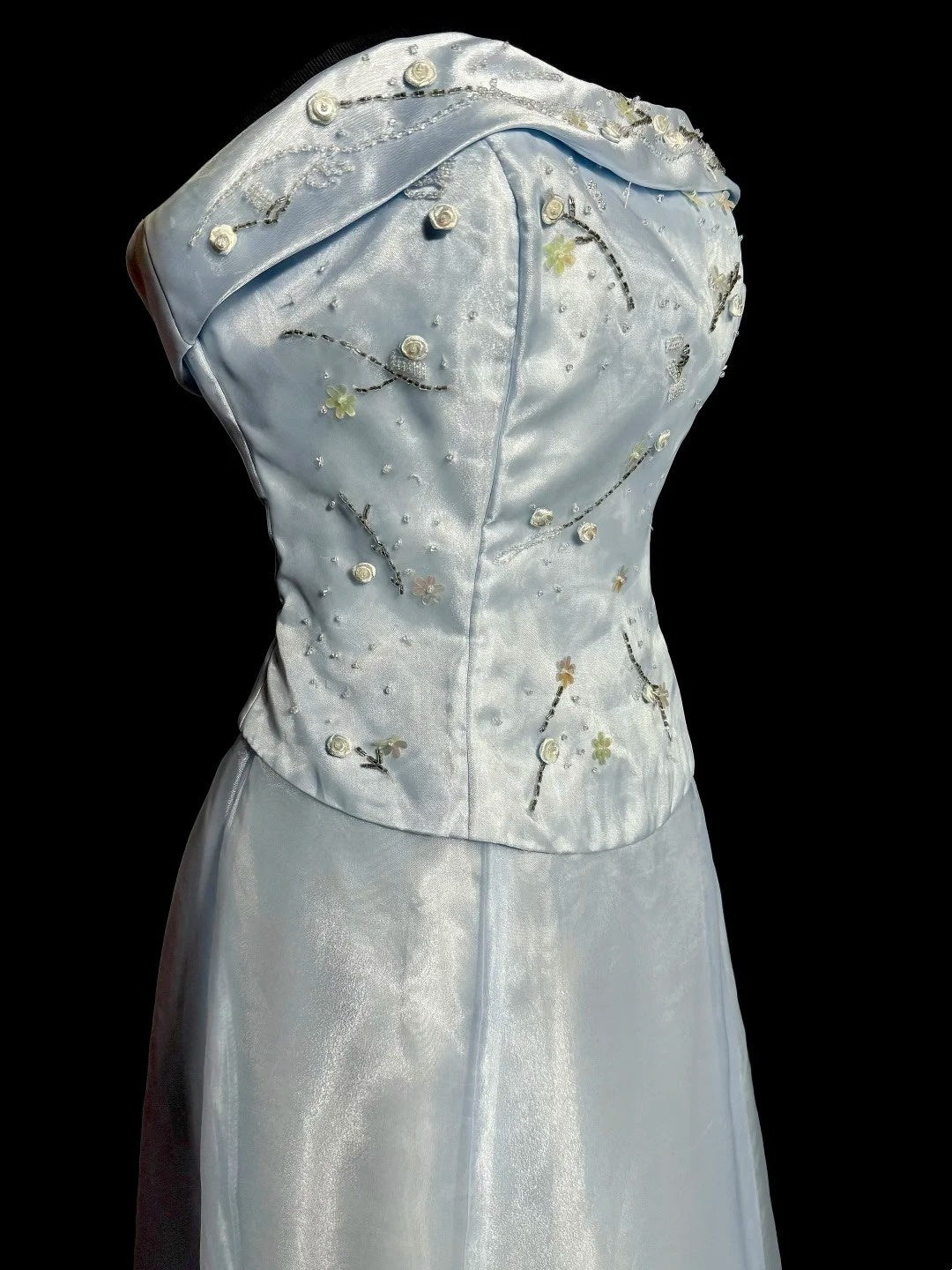 Beautiful Prom Dresses A line Strapless Light Sky Blue Satin Long Evening Outfits N3437