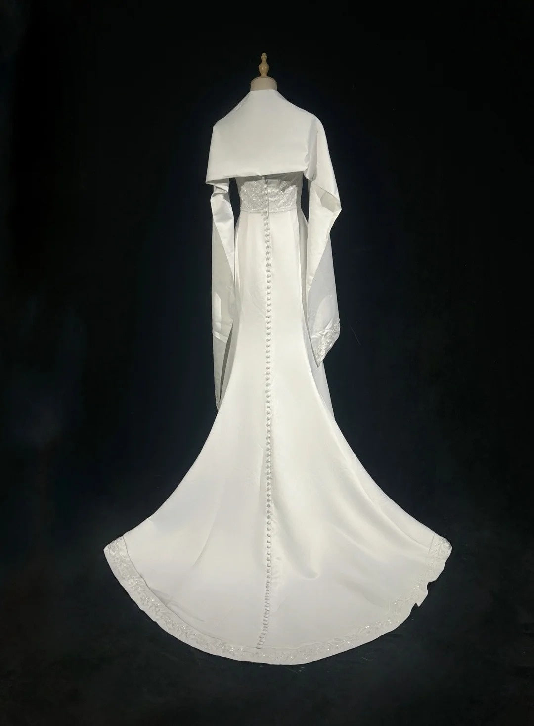 Vintage 90er Brautkleider Meerjungfrau Trägerlos Satin Weiß Perlen Sommer Garten Langes Brautkleid N3823