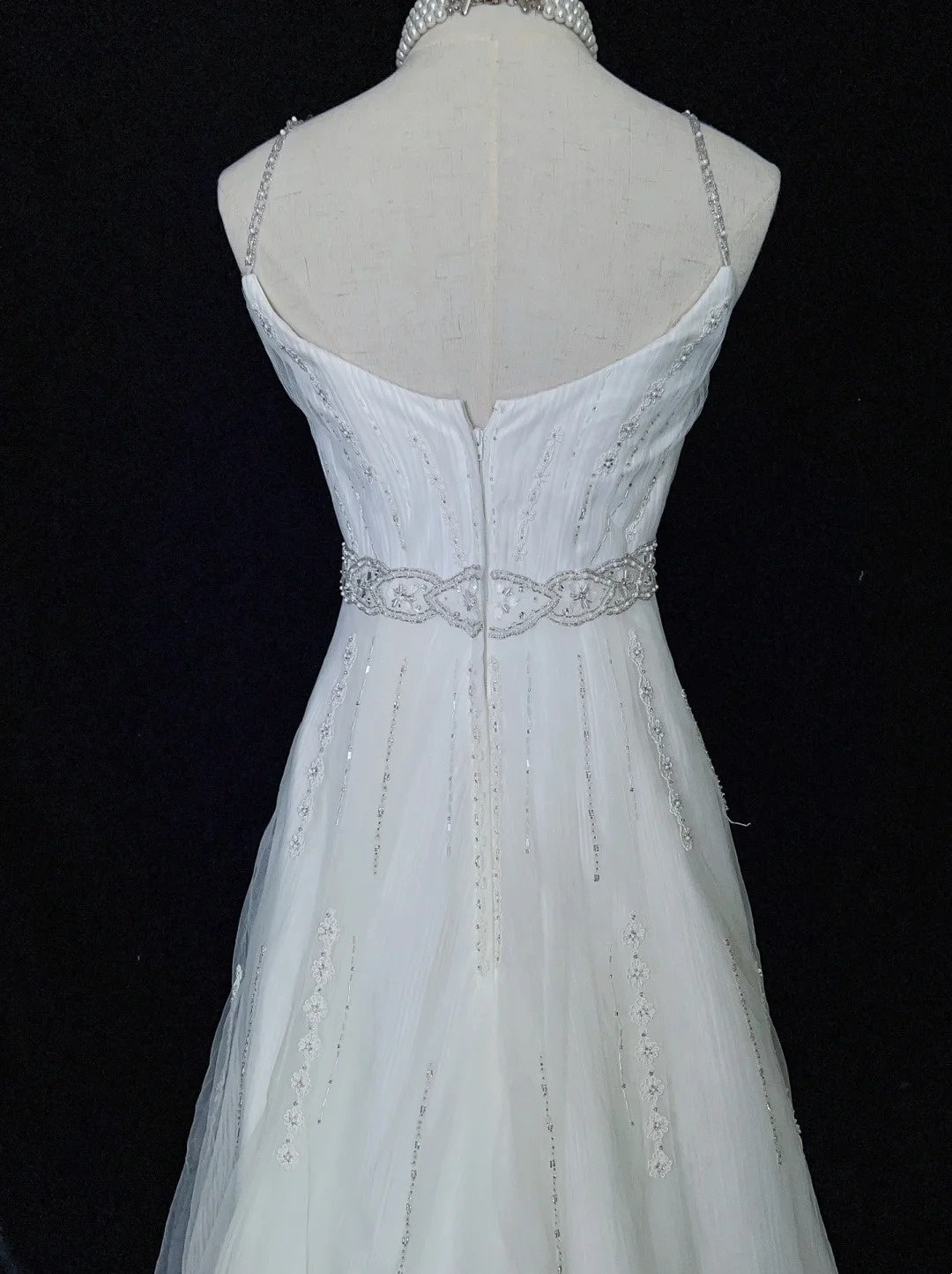 Unique Wedding Dresses A Line Spaghetti Strap White Tulle With Beading Long Bridal Gown N3646