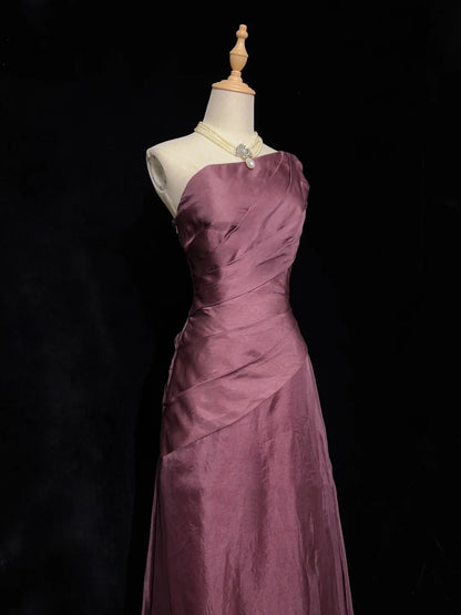 Schöne Abschlussballkleider Meerjungfrau One Shoulder Lila Lange Formelle Abendgarderobe N3664