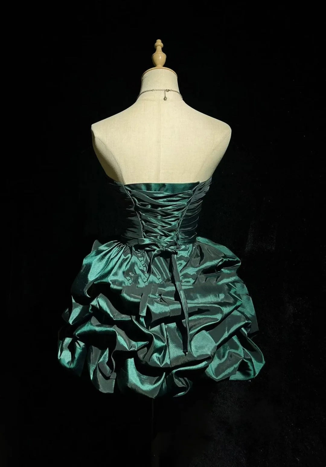 Robe de Bal Princesse Col Cœur Taffetas Vert Émeraude Foncée Robe de Soirée 18ème Anniversaire Robes de Bal de Rentrée N3805