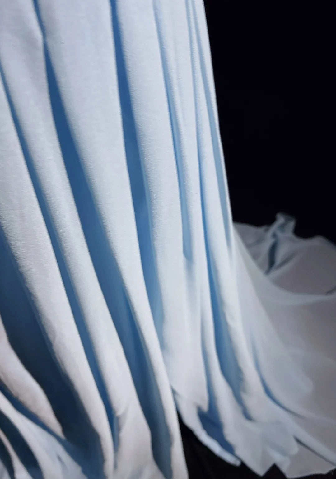 Vintage Meerjungfrau-Abschlussballkleider Schulterfrei Hellblau 70er Jahre mit Rüschen Chiffon Langes festliches Partykleid N2517