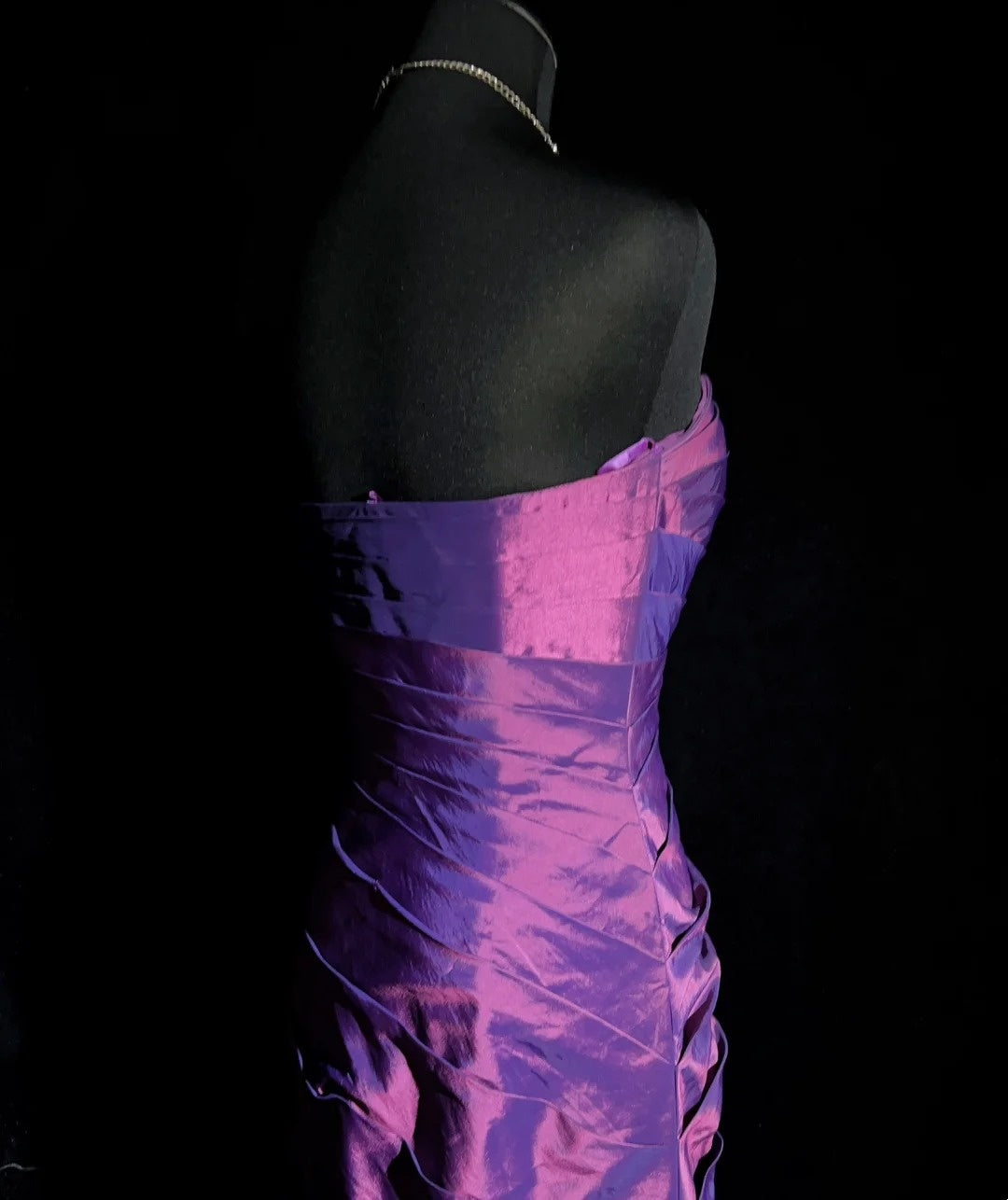 Robes de bal vintage des années 90 sirène bustier en satin violet avec couches superposées longues tenues de soirée semi-formelles N3661