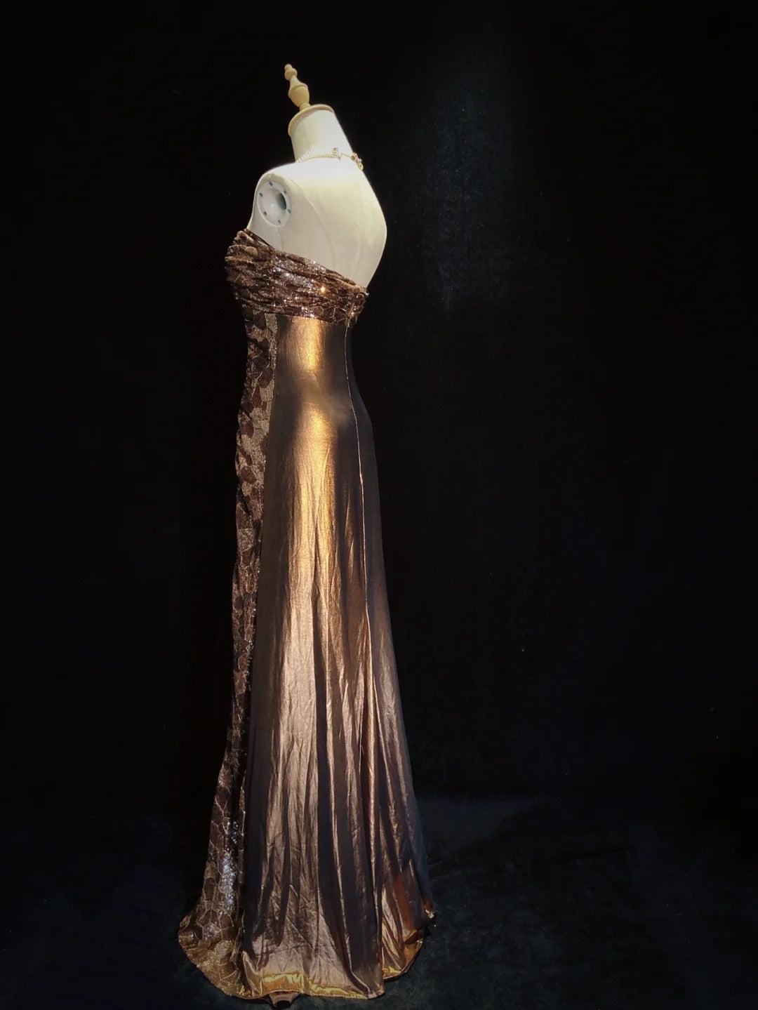 Vintage Abschlussballkleider Inspo A-Linie Sweetheart Braun Satin Lang 1990er Mit Pailletten Formelle Kleider N3345