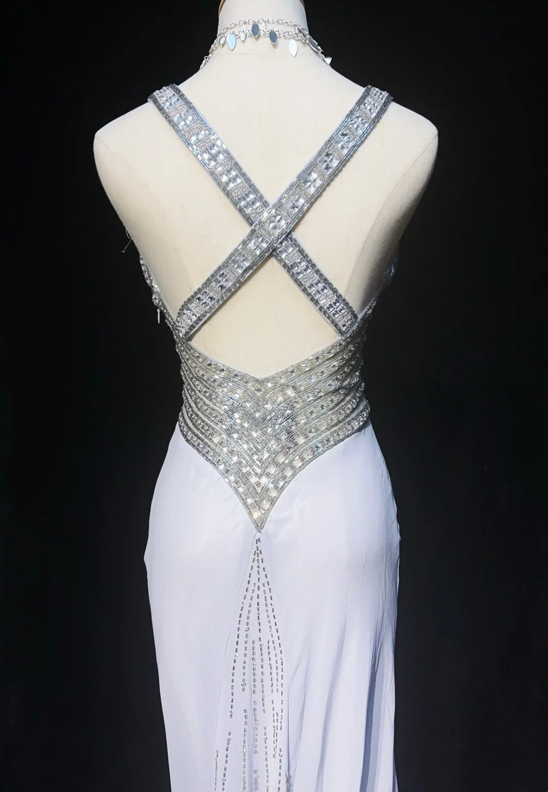 Robes de bal vintage sirène bustier en cœur mousseline grise avec perles robe de soirée longue années 1970 N2614