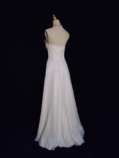Belles Robes de Bal Coupe Empire Bustier Cœur en Mousseline Blanche avec Volants Longues Tenues de Soirée N3335