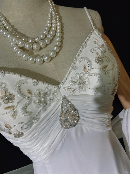Unique Wedding Dresses A Line Spaghetti Strap Beach Boho Chiffon With Scarf White Long Bridal Gown N3611