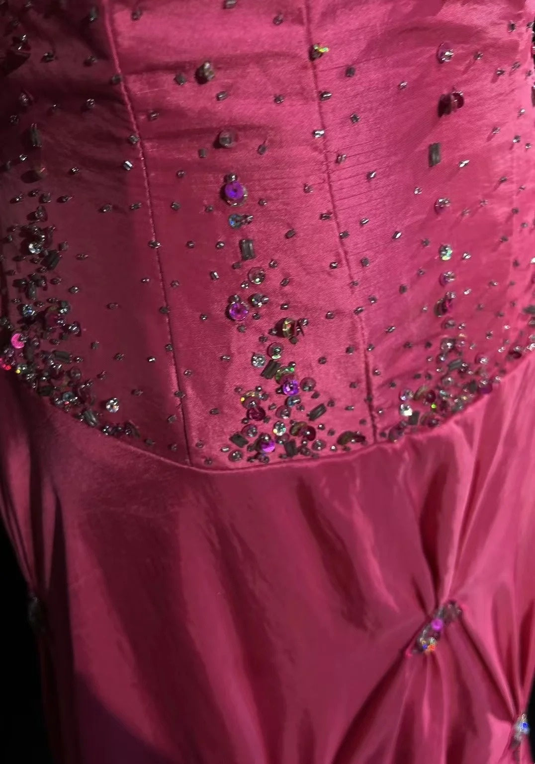 Vintage Prom Dresses A line Spaghetti Strap Taffeta Pink With Silver Beads 1950s Long Formal Gown N2595