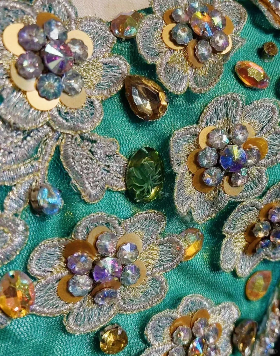 Robes de bal vintage Sirène bustier vert en tulle des années 70 avec perles appliquées Robe de soirée N2533
