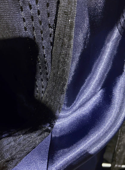 Robes de bal vintage en tulle bleu marine coupe trapèze avec bretelles spaghetti style années 80, ornées de perles, longues tenues de soirée formelles N3871
