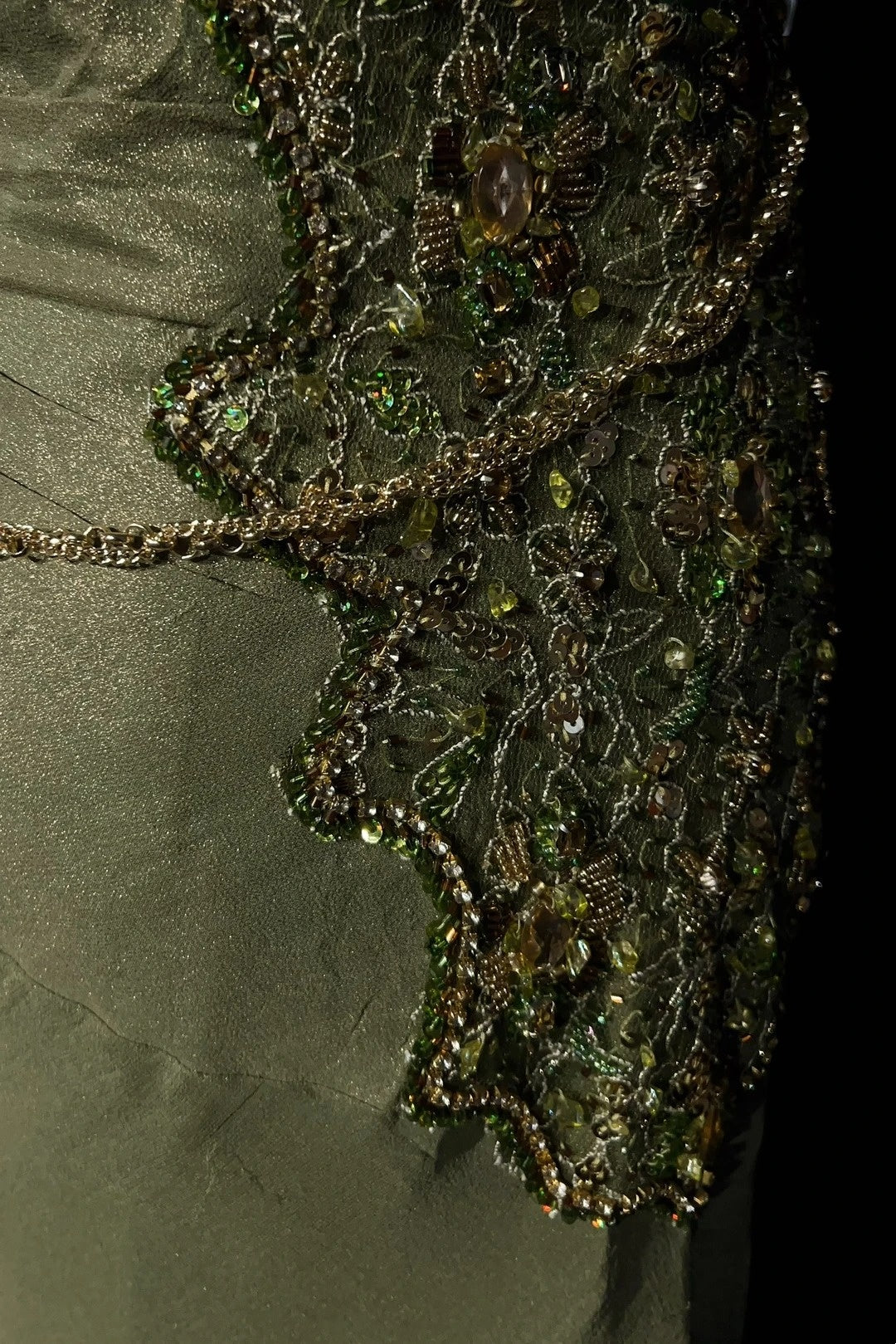 Vintage Prom Dresses Mermaid Olive Green Chiffon With Beading Formal Evening Outfits N3854