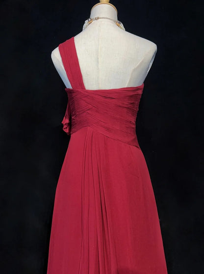 Dreamy 90s Prom Dresses Mermaid One Shoulder Red With Pleated Formal Evening Outfits N3845