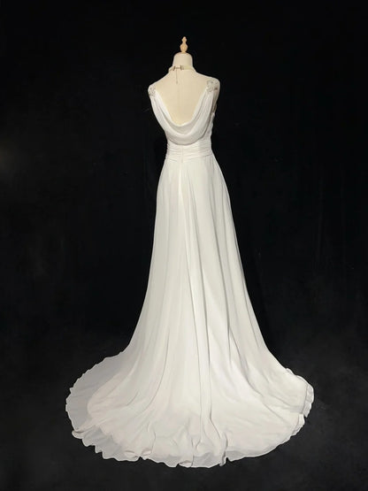 Modest Wedding Dresses A Line V Neck Chiffon Beach Summer With Beading Long Brides Gown N2999