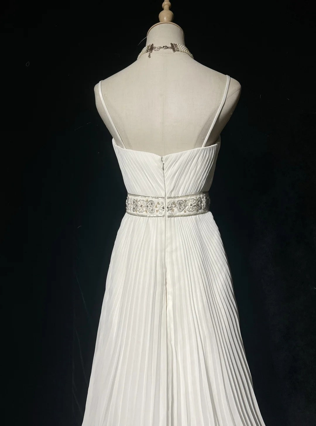 Vintage 90er Brautkleider A-Linie Spaghettiträger Weiß Schlicht Sommergarten Langes Brautkleid N3721