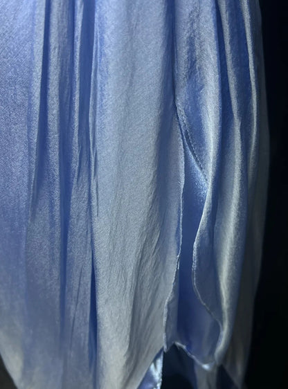 Vintage Abschlussballkleider A-Linie Sweetheart Blau Chiffon mit Perlen Lange formelle Abendgarderobe N3869