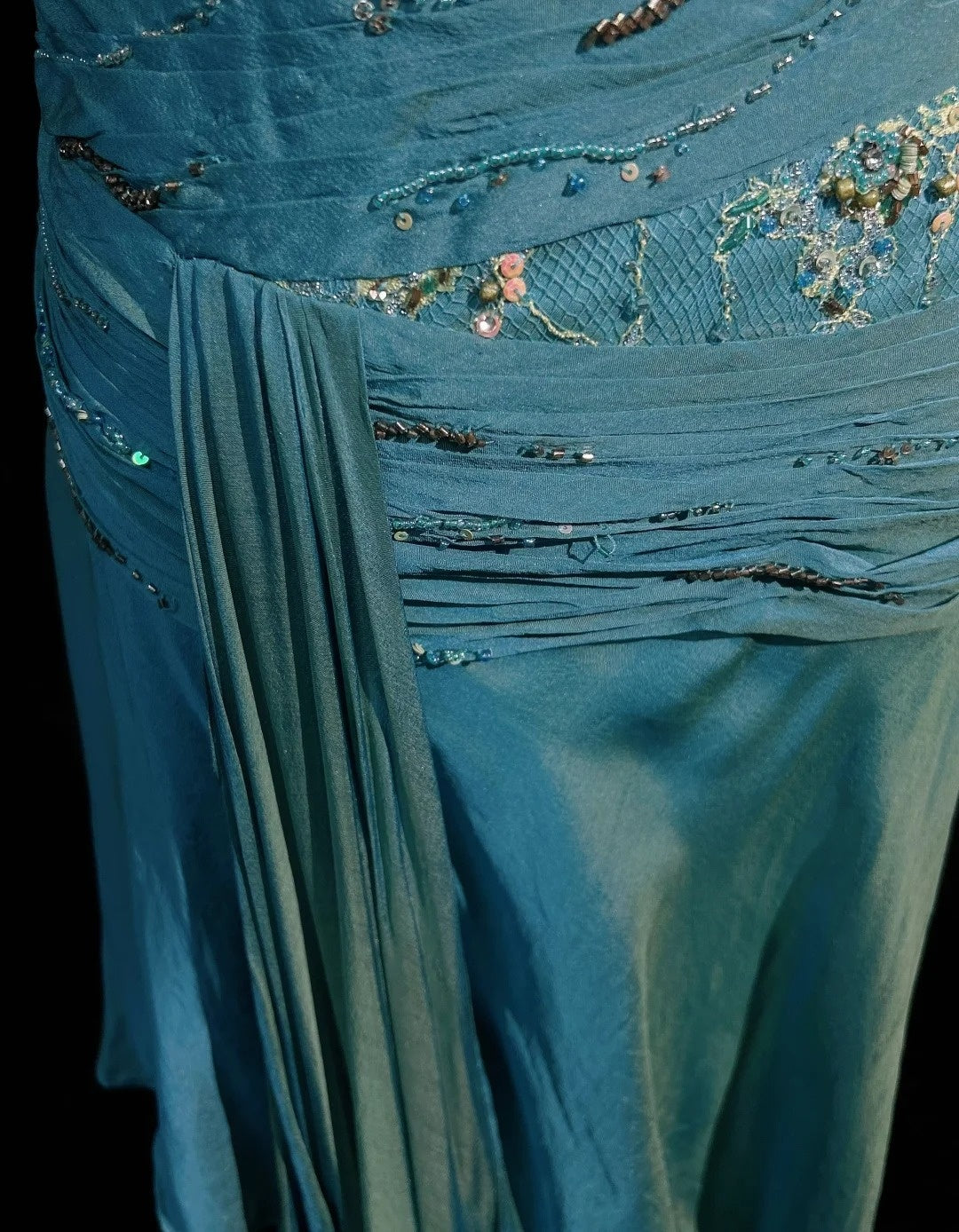 Vintage Abschlussballkleider A-Linie 2000er Spaghettiträger Blau Chiffon Mit Perlen Spitze Langes Abendkleid N2459