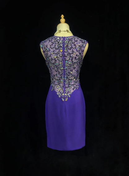 Jolies robes de bal courtes en satin violet avec encolure en cœur, robes de rentrée Hoco N2596
