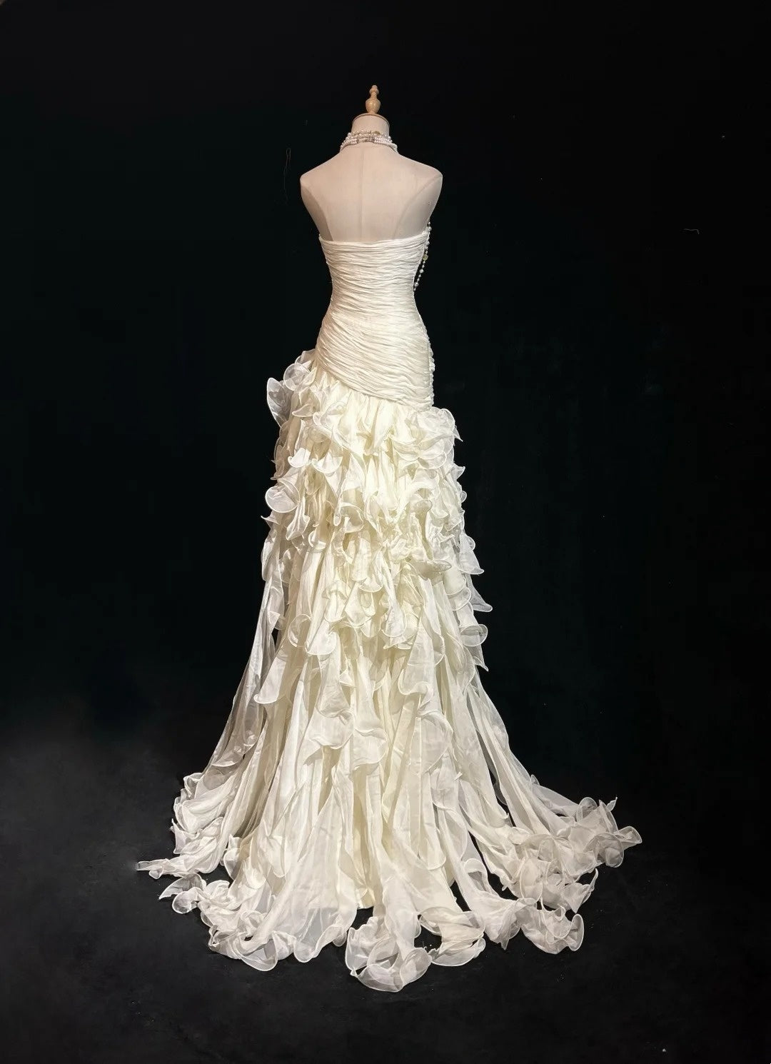 Vintage Prom Dresses 1960s High Low Strapless With Ruffled Layers Sleeveless Prom Dresses Evening Formal Outfits RB5122