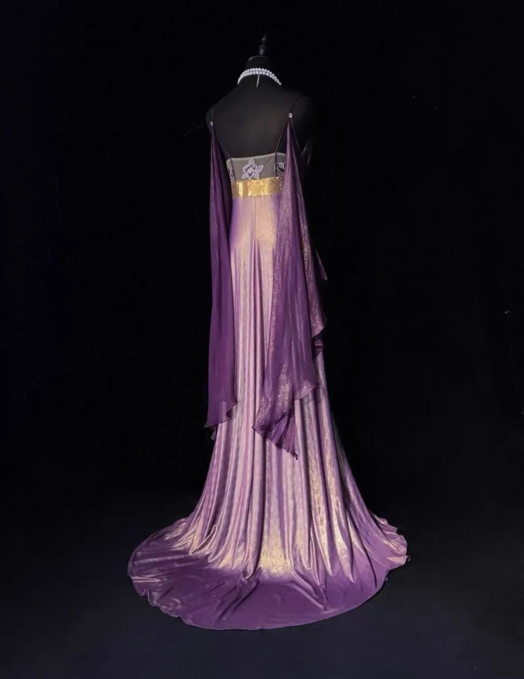 Purple Prom Dress Inspo Mermaid Spaghetti Straps With Cape Birthday Outfits Formal Party Gown RC0105