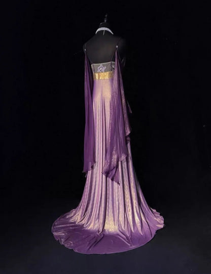 Purple Prom Dress Inspo Mermaid Spaghetti Straps With Cape Birthday Outfits Formal Party Gown RC0105