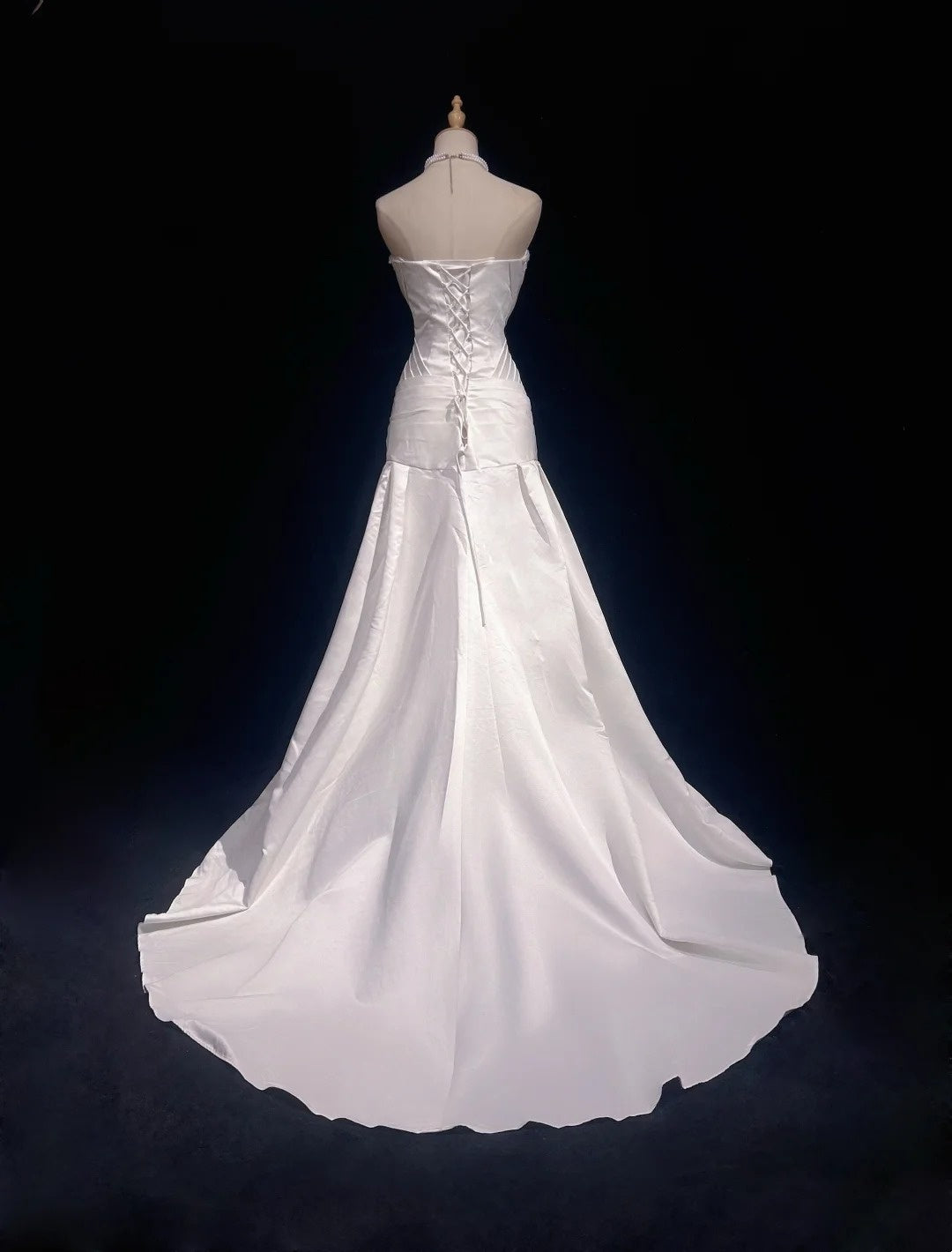 Robes de bal vintage des années 90 sirène bustier en mousseline blanche avec perles à volants longue robe de bal N3036