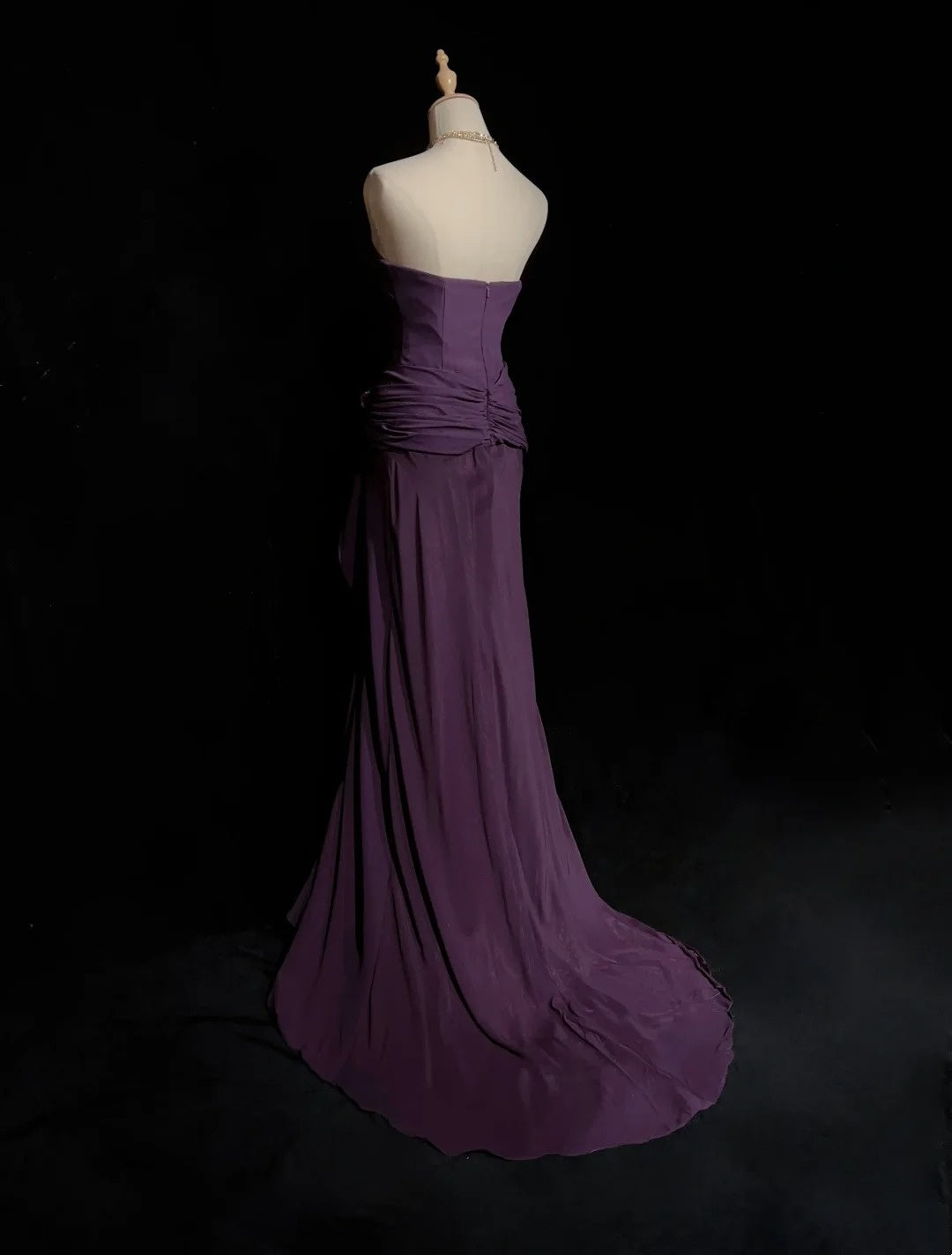 Robes de bal vintage des années 60 sirène bustier en cœur mousseline violette longue robe de bal N3102