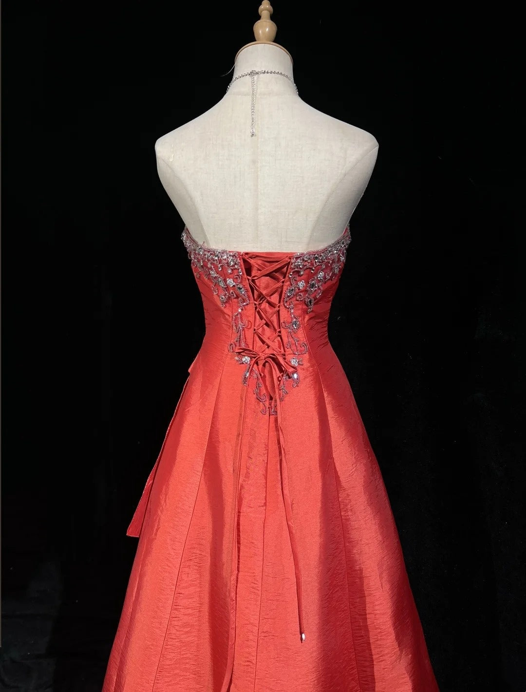 Glamour Ballkleid Abendkleid Sweetheart Rostrot mit Perlen Abendgarderobe N3818