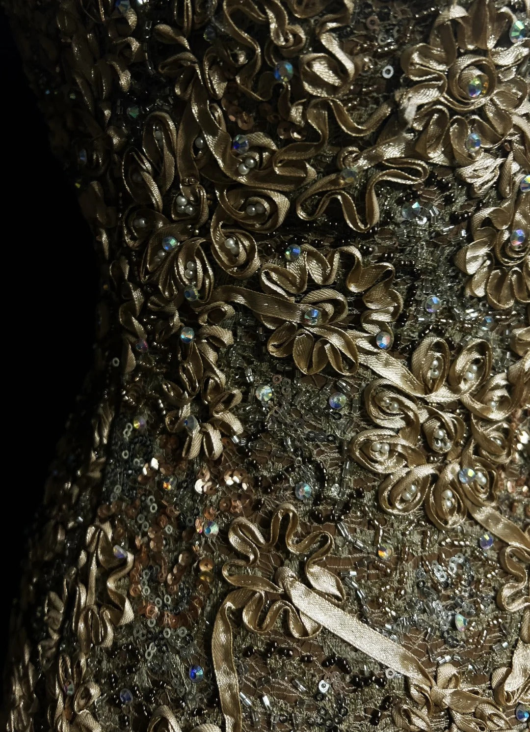 Robes de bal vintage des années 60, sirène bustier, longue robe de bal en dentelle dorée N3103